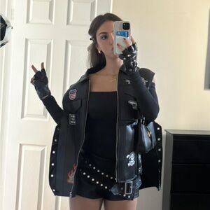 Women's Black Studded Vest